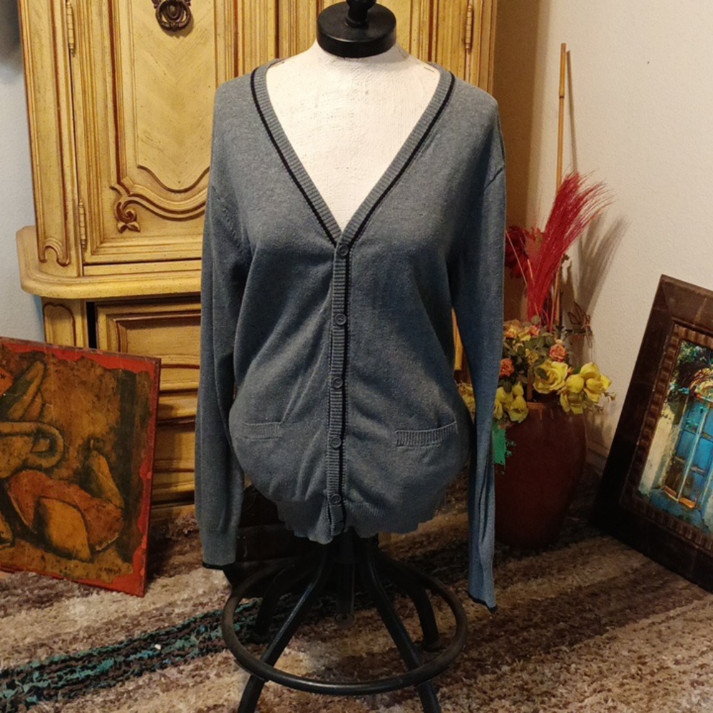 Gray button up Sweater Women long sleeve XL HERITAGE 1981 Vintage